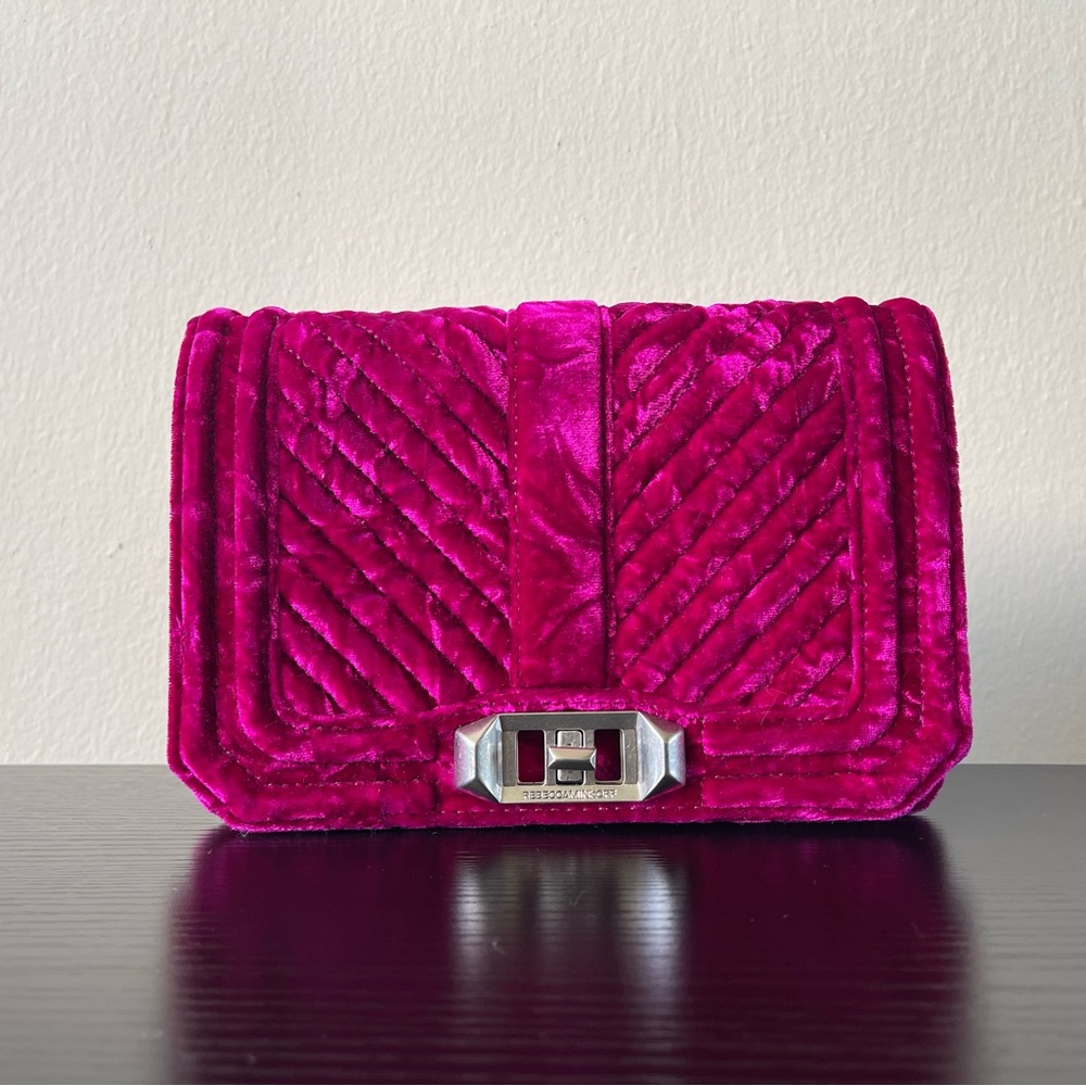 Rebecca Minkoff | Chevron Quilted Small Love Crossbody in Fuschia